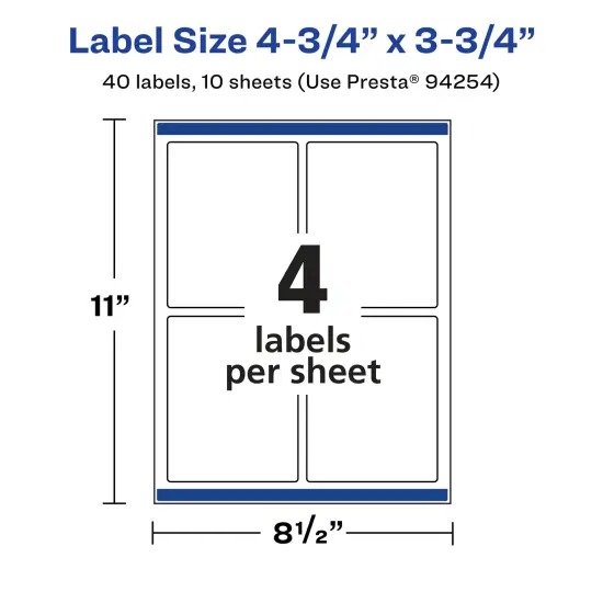 Avery Glossy Clear Rectangle Labels with Sure Feed, 4.75" x 3.75" {5}