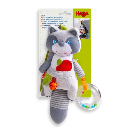 HABA Willie Raccoon Soft Dangling Figure for Crib, Stroller or Play Pen - Ages 6 Months and Up Multicolor {6}