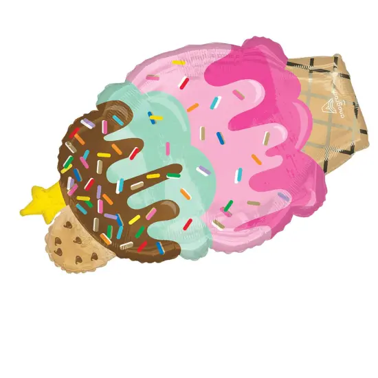 Anagram&reg; 30 Inch Here's The Scoop Cone Foil Mylar Balloon {3}