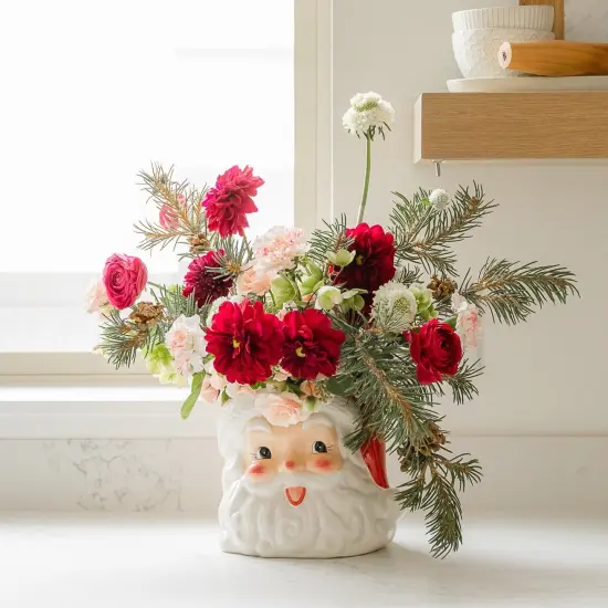 SANTA HEAD VASE CONTAINER RED {4}
