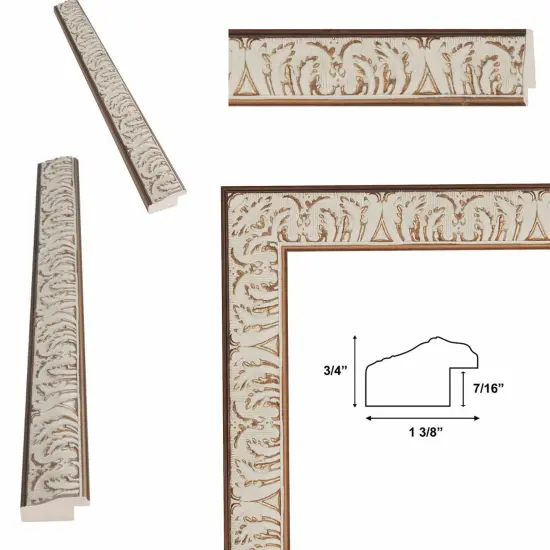 Vintage Ornate White Wash Picture Frame 12x20 frame {3}