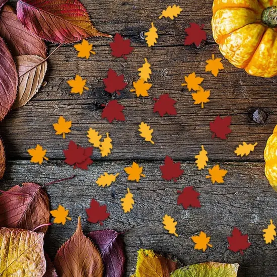 100PCS Fall Maple Leaves Confetti Thanksgiving Maple Leaf Table Confetti Fall Table Scatter Decorative Maple Leaves Sparkles for Thanksgiving Themed Baby Shower Kids Birthday Party Decor {4}