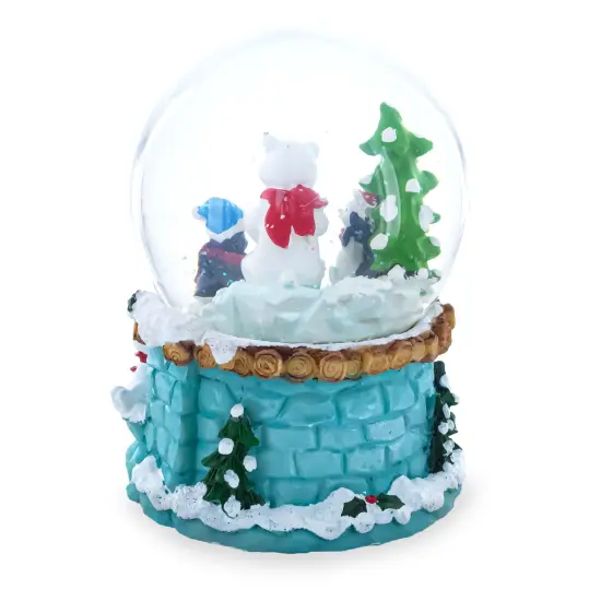 Bear and Penguins Fishing Musical Christmas Water Snow Globe {6}
