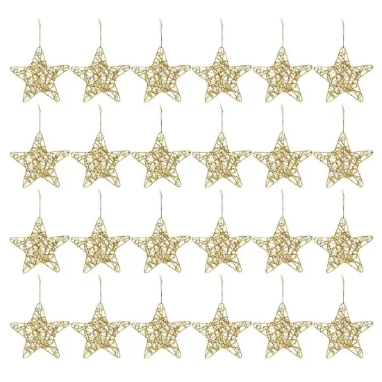 Juvale 24 Pack Bulk Christmas Star - Gold Ornaments, 6 Inches Gold Christmas Tree Decorations, Ideal for Hanging on Indoor and Outdoor Christmas Trees {1}