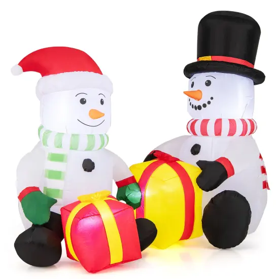 5 Feet 2 Cute Blow-up Snowman Christmas Inflatables with Gift Boxes for Decoration {4}