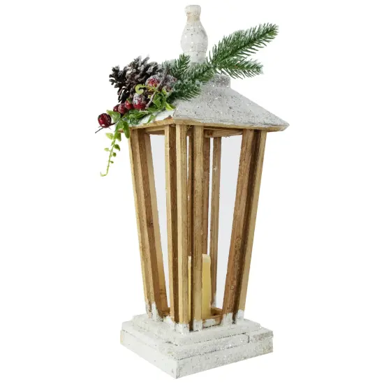Northlight 18" LED Lighted Natural and White Storm Lantern Christmas Decoration Beige {6}
