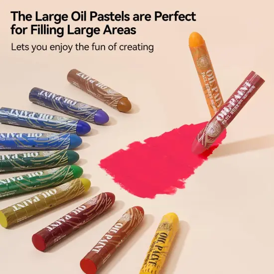 Oil Pastels, 12 Vibrant Colors Extra Large Oil Pastels Set A, Creamy texture Easy to Blend HAIYA Oil Pastels for Artists, Great for Filling in Large Areas {2}