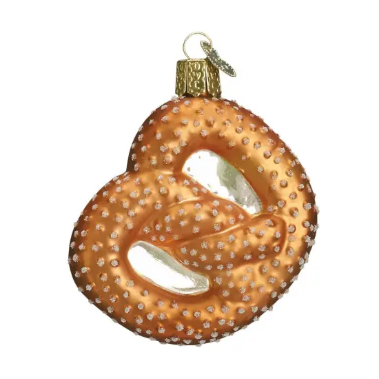 Old World Christmas 3.0 Inch Pretzel Christmas Tree Ornament , Glass Ornament Glitter Salted Brown {1}
