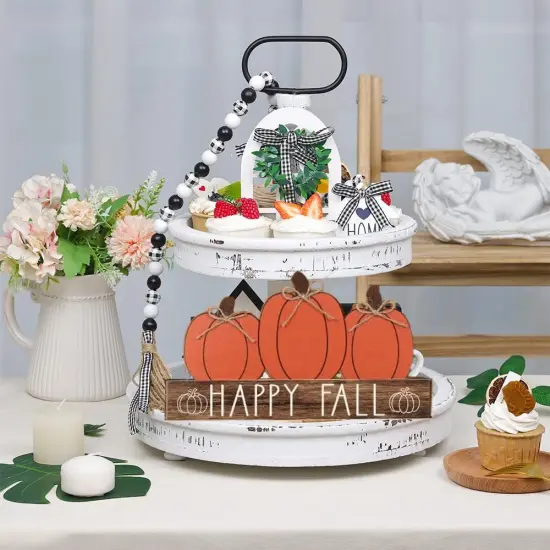 Pumpkin Sign - Double-Sided Wooden Fall Tabletop Decor {4}