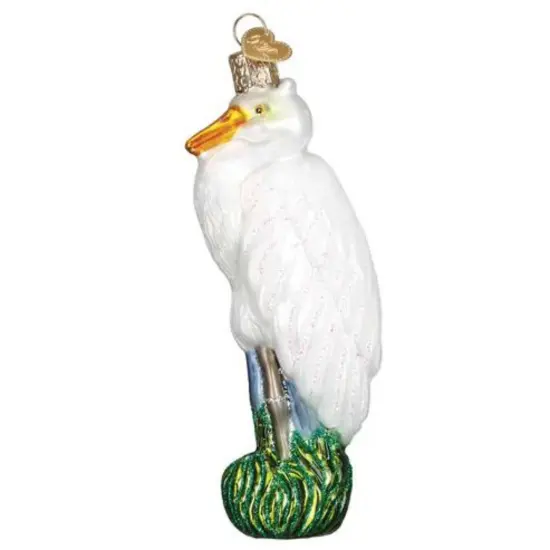 Old World Christmas 5.0 Inch Great Egret Christmas Tree Ornament , Ornament American Bird White {1}