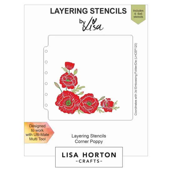 Lisa Horton Crafts Layering Stencils-Poppy Corner {1}