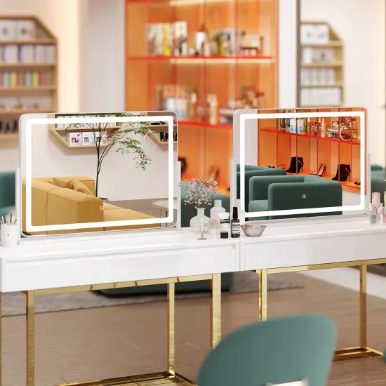 32 x 22 Inch Large Makeup Vanity Mirror with 3-Color Lighting Mode-White {2}