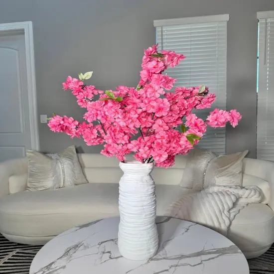 Sienna Hot Pink Silk Cherry Blossom Flower 3 Branches Pack 40'' Inches {3}