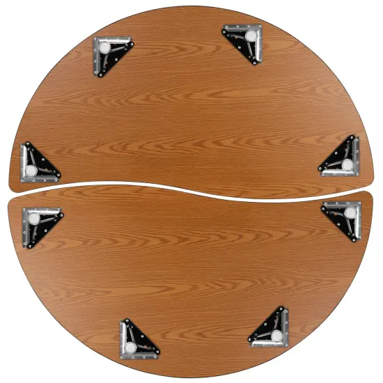 Emma and Oliver 2 Piece 60" Circle Wave Collaborative Grey Adjustable Activity Table Set {6}