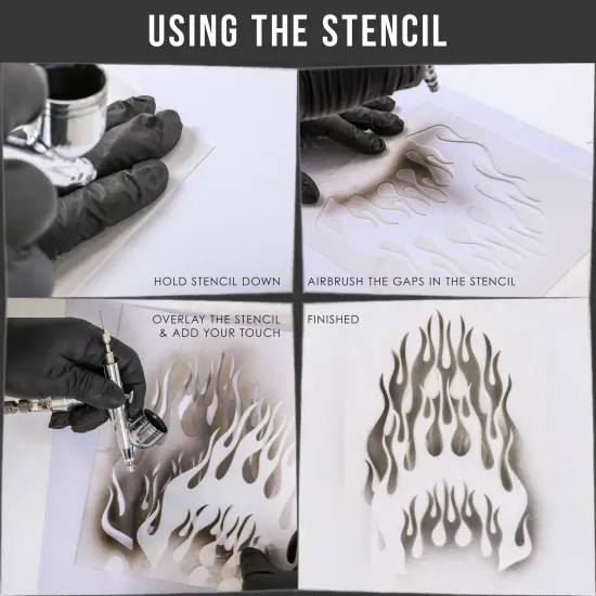 Custom Shop Airbrush Flame Licks Stencil Set (Flame Licks Design #1 in 3 Scale Sizes) - Laser Cut Reusable Templates {3}
