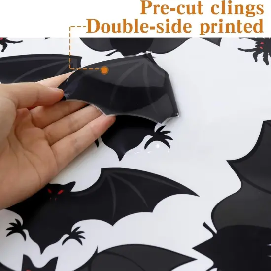 6 Sheet 59pcs Halloween Bats Spider Window Clings {3}