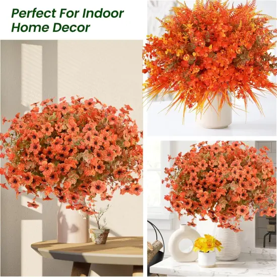 16pcs Orange Autumn Artificial Flowers {4}