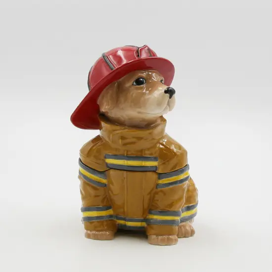 Ceramic Firefighter Dog Candy Jar, Home D&eacute;cor, Gift for Her, Gift for Mom, Kitchen D&eacute;cor, Dog Lover Gift, Pet Loss Gift {3}