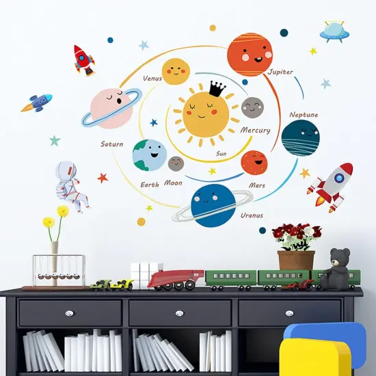 Space Planet Wall Decals Wall Stickers Kids,Cute Educational Wall Stickers {4}