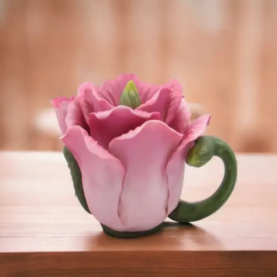 Ceramic Poppy Flower Teapot Figurine, Home Décor, Gift for Her, Gift for Mom, Nature Lover Gift {1}