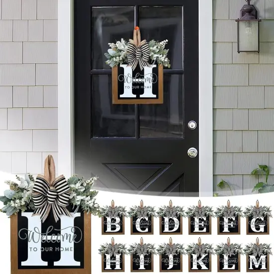 Last Name Year Round Front Door Wreath Front Porch Decoration 26 Letter {4}