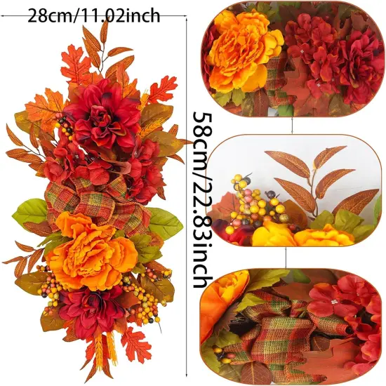Artificial Fall Autumn Floral Swag with Maple Leaves {2}
