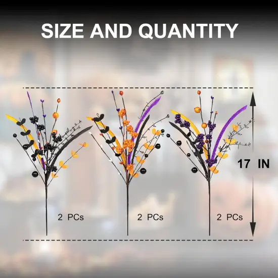 6 PCs Artificial Halloween Flowers - 17 Inches {5}