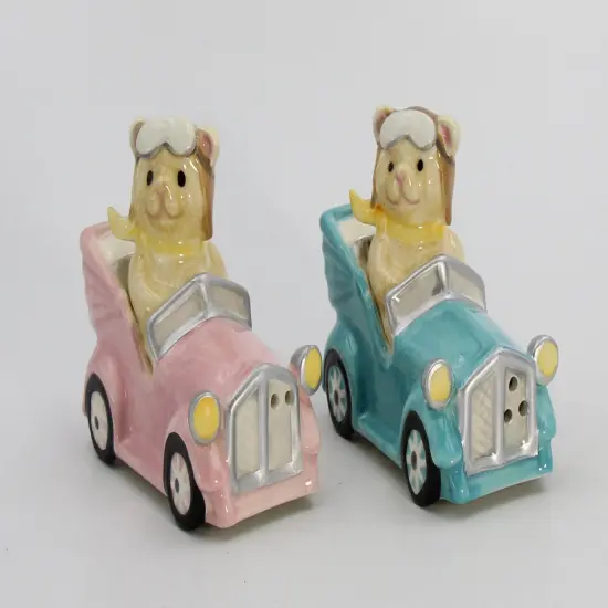 Ceramic Teddy Bear Couple Driving Car Salt and Pepper Shakers, Home D&eacute;cor, Gift for Her, Gift for Mom, Kitchen D&eacute;cor {2}