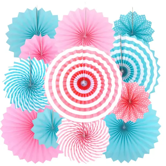 Gender Reveal Party Hanging Decorations - Boy or Girl Reveal Gender Baby Shower Birthday Party Carnival Party Ceiling Hangings Photo Booth Backdrops Props Decorations, 12pc {1}