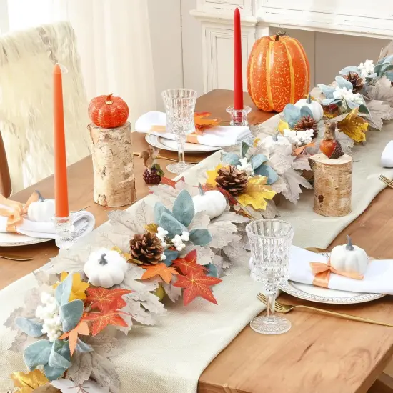 Fall Decor, Fall Garland, 5.9Ft Autumn Maple Leaves Pumpkin Garland {2}