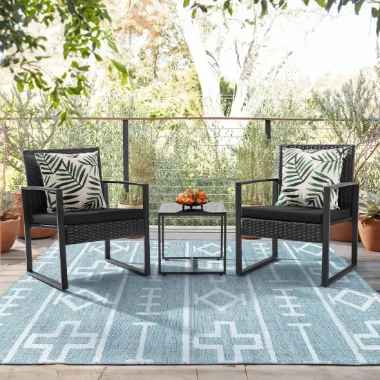 Outdoor 3-Piece Patio Furniture Set with Cushioned Chairs and Table {2}