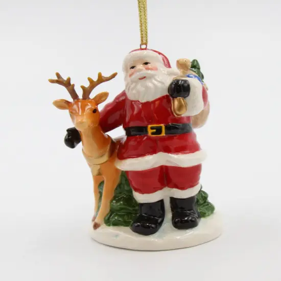 Ceramic Christmas Santa With Reindeer Ornament, Home D&eacute;cor, Gift for Her, Gift for Mom, Kitchen D&eacute;cor, Christmas D&eacute;cor {2}