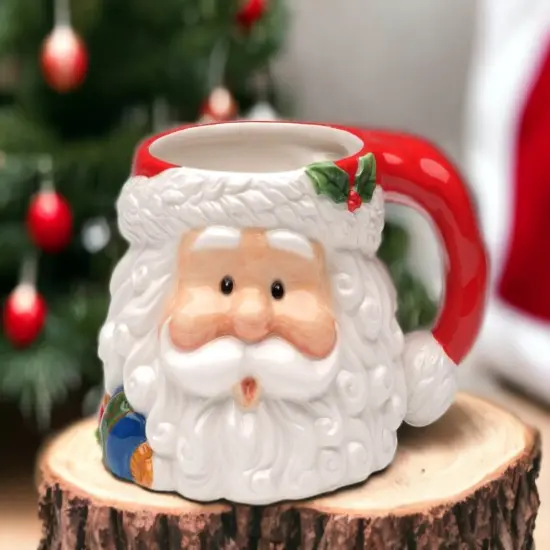 Ceramic Christmas Santa Claus Mug, Home D&eacute;cor, Gift for Her, Gift for Mom, Kitchen D&eacute;cor, Christmas D&eacute;cor {2}