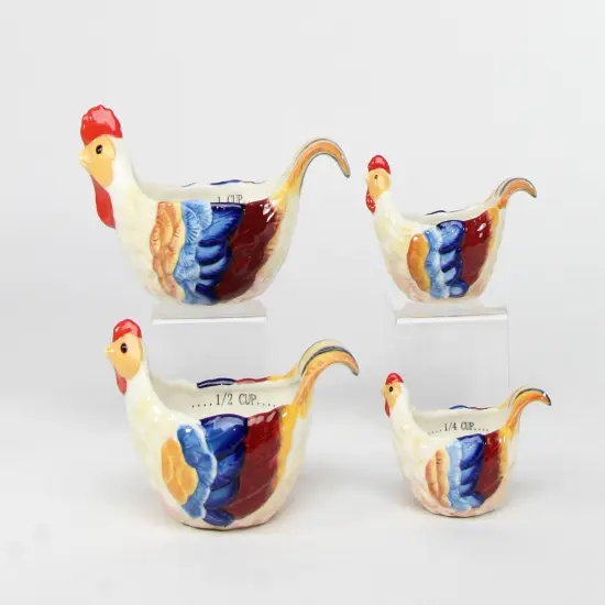Ceramic Rooster Measuring Cup Set Of 4, Home D&eacute;cor, Gift for Her, Gift for Mom, Kitchen D&eacute;cor, Farmhouse D&eacute;cor, Fall Decor {5}