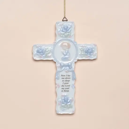Ceramic Cross with Praying Boy Wall Decor, Religious D&eacute;cor, Religious Gift, Church D&eacute;cor, Baptism Gift {2}