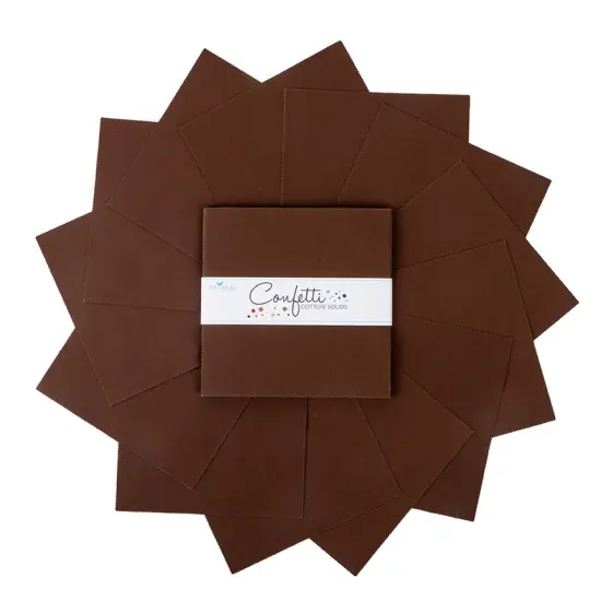 Confetti Cotton 10" Square Pack (Layer Cake / 10" Stacker) in Brownie byfor Riley Blake (10-120-BROWNIE-42) {3}