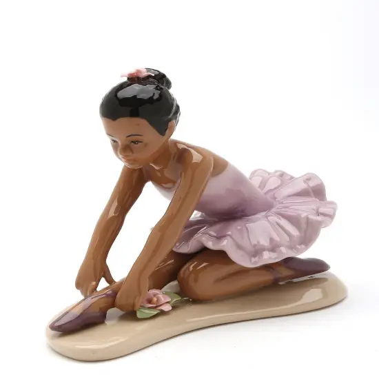 Ceramic African American Ballerina In A Lavender Dress, Home Décor, Gift for Her, Gift for Daughter, Gift for Ballerina Dancer {3}