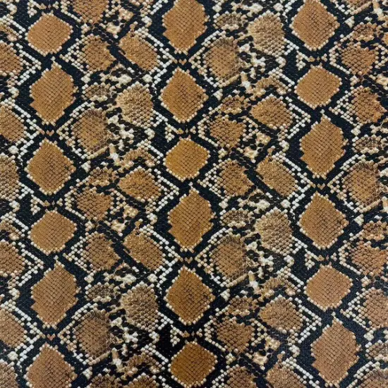 1 Yard Caicos Snake Skin Faux Leather Vinyl Fabric For Upholstery Handbags 54" Width Mocha Brown {1}