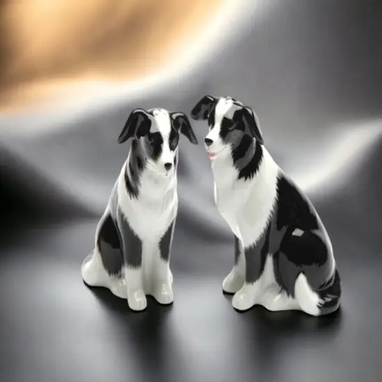 Ceramic Black and White Border Collie Dog Salt & Pepper Shakers, Home D&eacute;cor, Gift for Her, Gift for Mom, Kitchen D&eacute;cor, Dog Lover Gift {2}