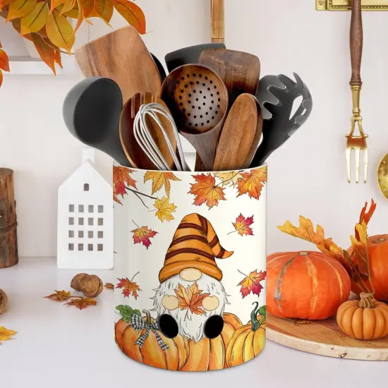 Fall Kitchen Decor Ceramic Utensil Holder {2}