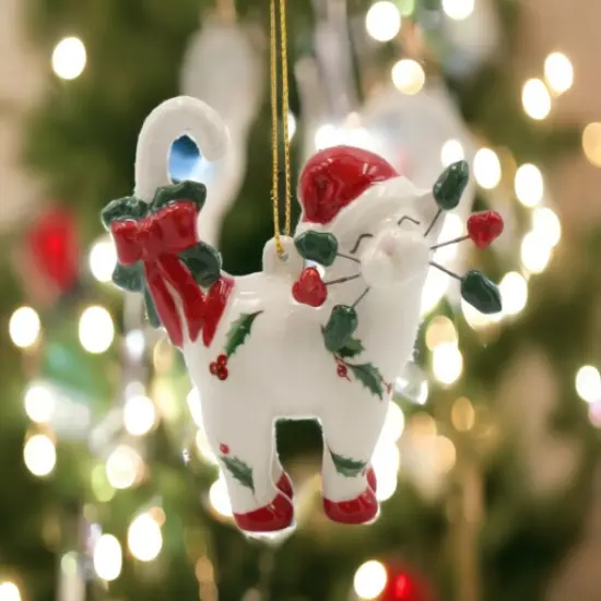 Ceramic Christmas Whisker Cat Ornament, Home D&eacute;cor, Gift for Her, Gift for Mom, Kitchen D&eacute;cor, Christmas D&eacute;cor, Cat Lover Gift {2}