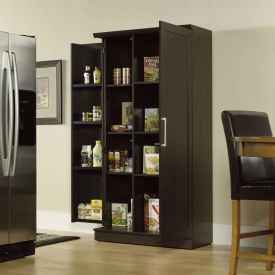 Multi-Purpose Living Room Kitchen Cupboard Storage Cabinet Armoire in Mocha Brown {4}