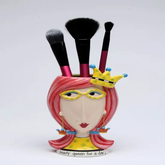 Ceramic Beauty Queen Vase or Brush Holder, Home D&eacute;cor, Gift for Her, Mom, Friend, or Coworker, Vanity D&eacute;cor {4}
