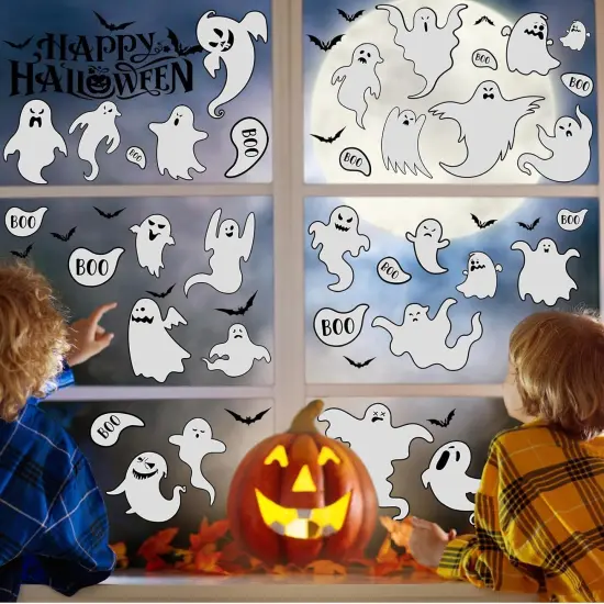 61 Pcs Halloween Ghosts Wall Stickers Decals Halloween Ghost Decorations {3}