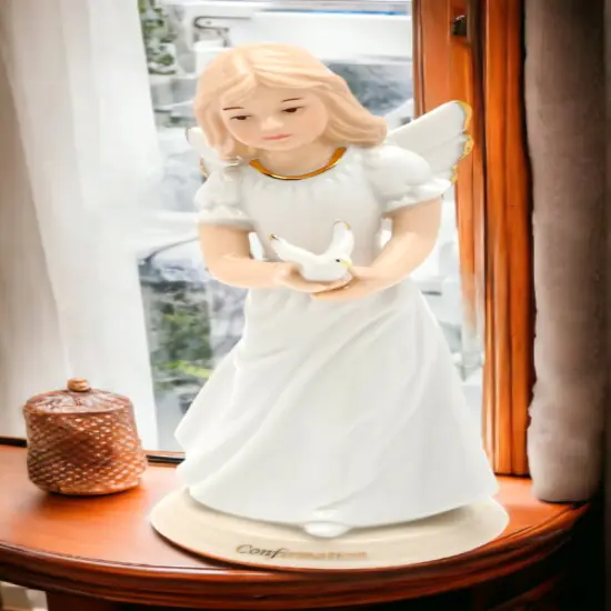 Ceramic Confirmation Angel Figurine, Religious D&eacute;cor, Religious Gift, Church D&eacute;cor, Church Gift, Baptism Gift {1}