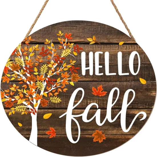Hello Fall Maple Tree Wreath - 12x12 Inch {1}