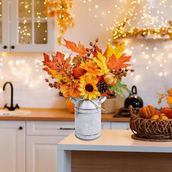 Fall Floral Arrangement in Vintage Can {5}