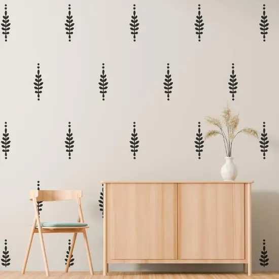 Floral Vinyl Leaves Wall Decals - Black {3}