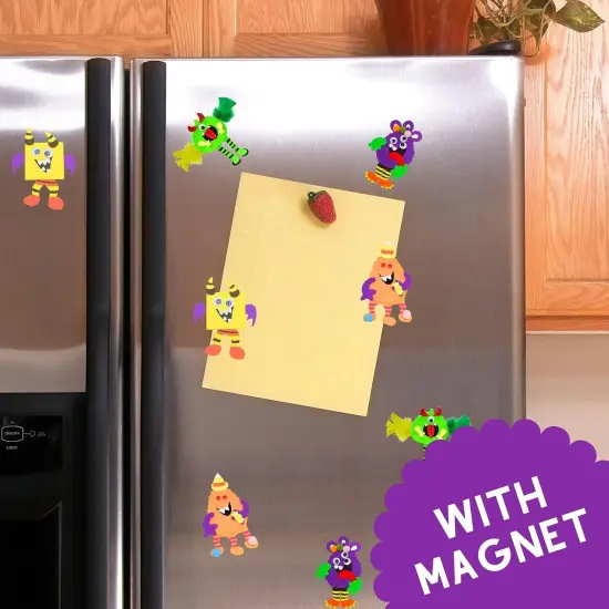 4E's Novelty Halloween Crafts for Kids (12 Pack) Silly Monsters Foam Magnet Fall Crafts Bulk, Halloween Party Activities for Kids Ages 3-5, 4-8 {2}