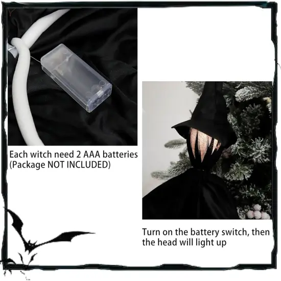 Hanging Witch Decorations with LED Light - 3pcs {3}
